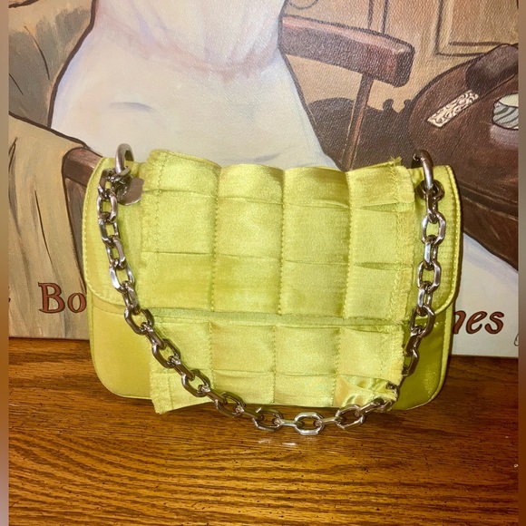 Botkier Sateen Shoulder Bag w/ Heavy Chain - Lime Green - Like New $295 MSRP - Picture 4 of 16